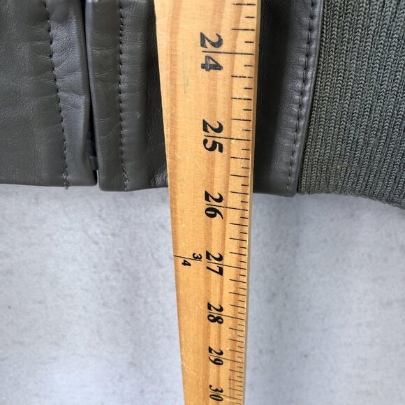 Vintage Members Only Jacket Mens 46 Gray Leather Bomber Moto Epaulets 80s - Picture 4 of 16